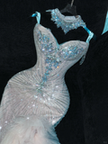 Shiny Beaded White Sweetheart Tulle Sequin Design Elegant Mermaid Floor-length Wedding Dress HZ1024