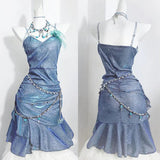 Vintage Shiny Beaded Homecoming Dress Spaghetti Strap Sheath Party Dress Short Cocktail Dress HZ1024