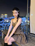 New Fashion Chocolate Brownies Style Design A-line Sleeveless Spaghetti Strap Dress HZ1024