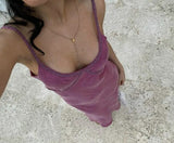 Simple Purple Spaghetti Strap Mermaid Long Prom Dress Evening Dress HZ1024