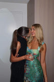 Chic Mermaid Print Sleeveless Long Prom Dress Evening Dress HZ1024