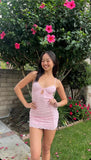 Sweet Pink Lace Halter Bodycon Backless Mini Party Dress Homecoming Dress HZ1024