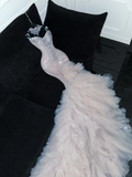Shiny Beaded White Sweetheart Tulle Sequin Design Elegant Mermaid Floor-length Wedding Dress HZ1024