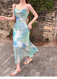 New Fashion Butterfly Design Short Sleeve Casual Spaghetti Strap Dress HZ1024