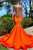 Vintage Burnt Orange Glittering Beaded Prom Dress Evening Gown Mermaid Party Dress Long Formal Dress HZ1024